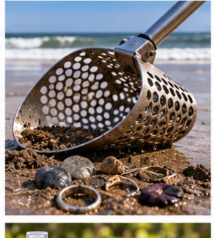 Beach Sand Scoop: Stainless vs Aluminum vs Titanium for Metal Detecting editorial metal detecting gear image